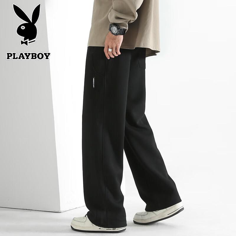 Playboy Men's Casual Straight-Leg Loose Fit Trousers