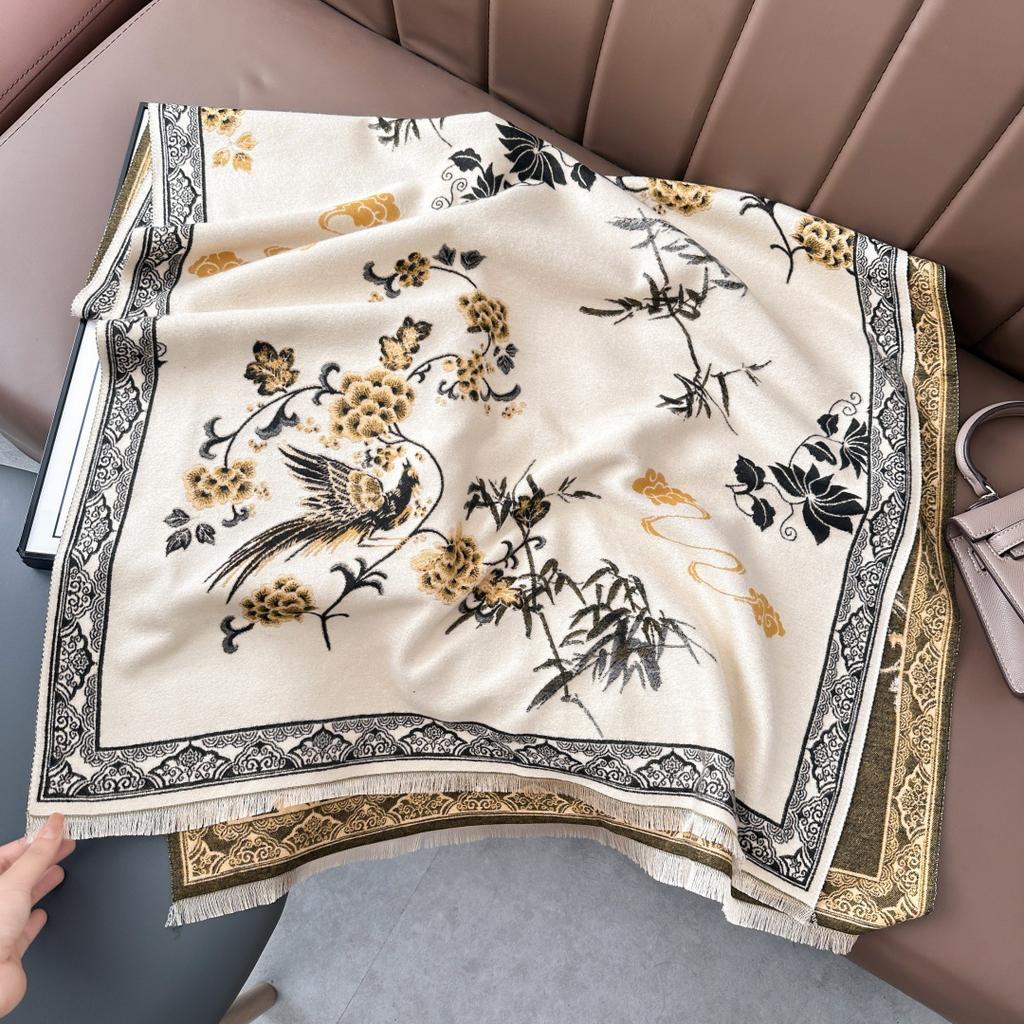 Luxury Winter Cashmere Scarf Women Print Design Warm Pashmina Blanket Poncho Scarves Female Carriage Shawl Thick Foulard Bufanda