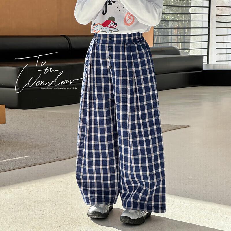 Tutuxiaoxiang Girls  Plaid Straight-Leg Casual Pants 28