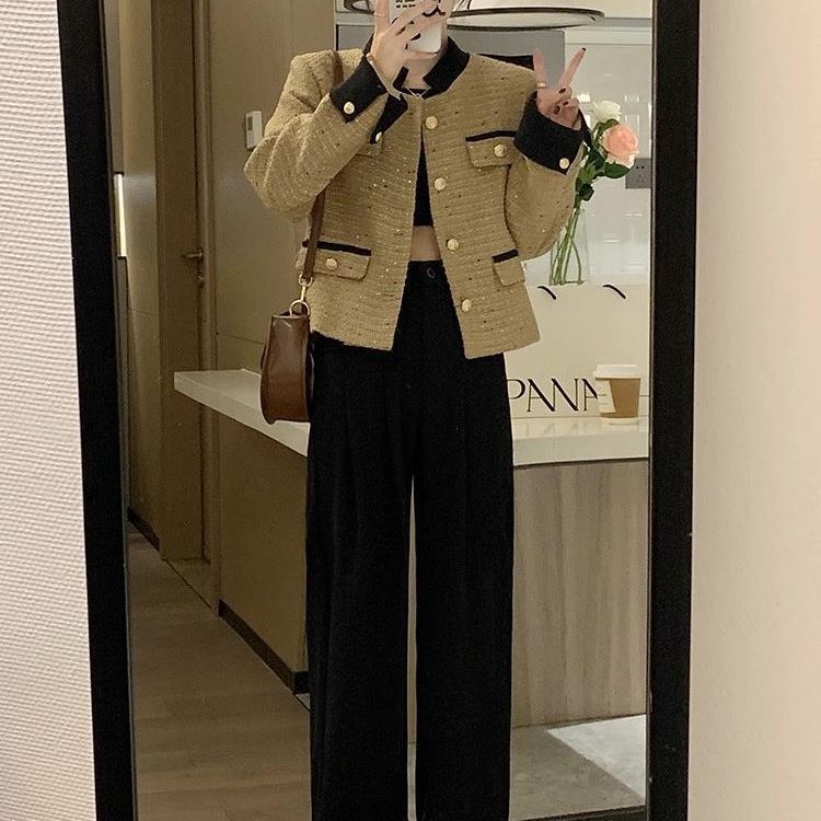 French Small Fragrant Jacket for Women's New Year, Korean Autumn and Winter High-end Celebrity Small Short Top