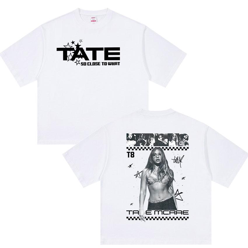 2026 Hot Sale Singer Tate So Close To What Album Poster Print T-Shirt Women Men O-neck Cotton Solf Loose Oversized Top Summer New Short Sleeve Tee