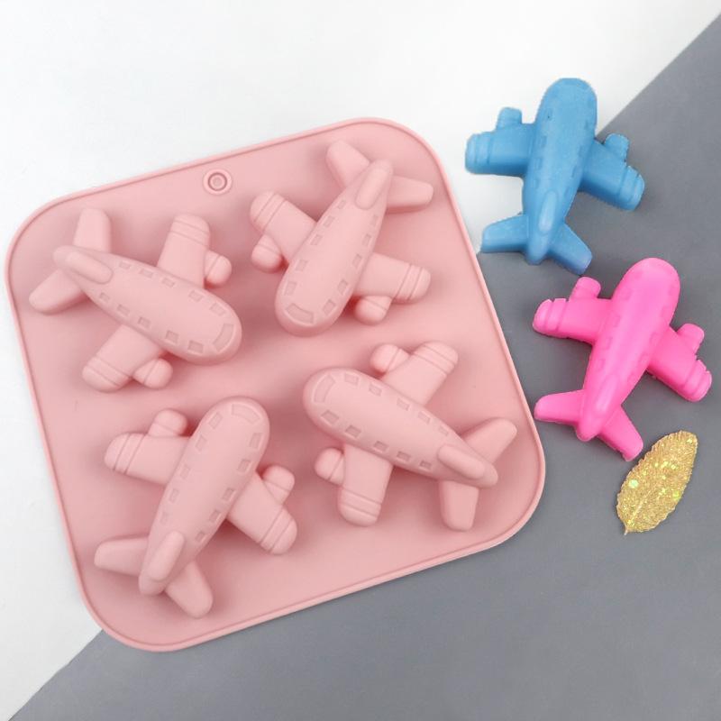 4-Cavity Airplane Silicone Cake Mold, Food Grade Baking Pan for Cake, Pudding, Candy, DIY Baking Tool