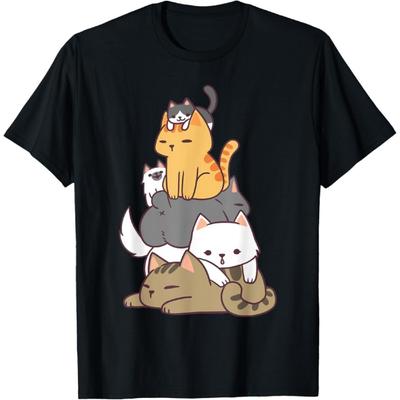 Figured Funny Pile of Cats Cute Cat T-Shirt for Cat Lovers Graphic Tee for Men Women
