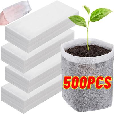 500/100Pcs Plant Nursery Bags Biodegradable Non-Woven Fabric Seedling Pouch Flowers Fruit Tree Seed Grow Bag Pot Garden Supplies