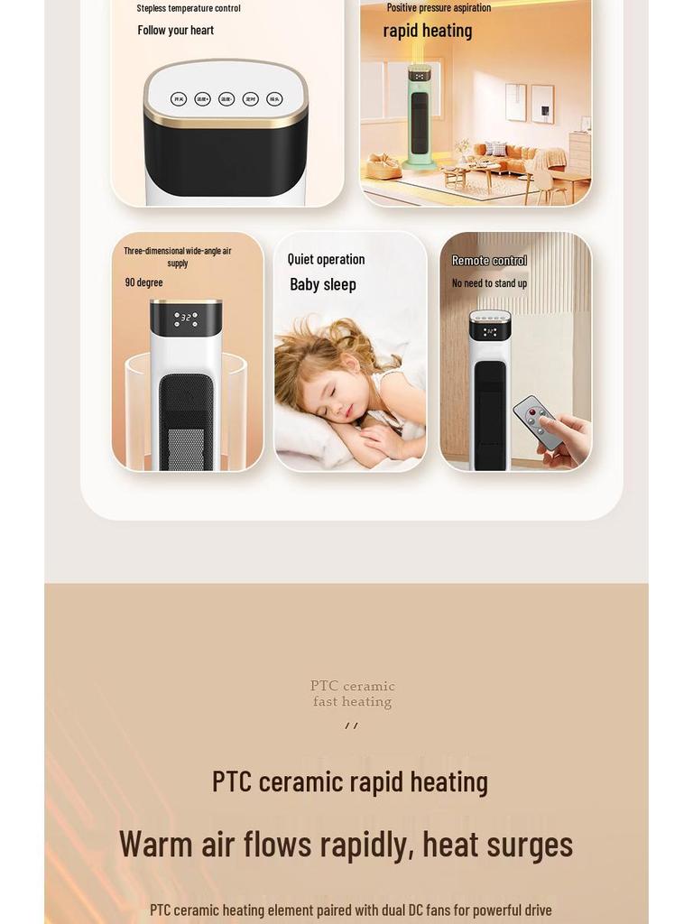 Smart Energy-Saving Vertical Electric Heater - Silent, Fast-Heating Warm Air Blower for Households