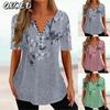 QICED Women's Fashion Casual Short Sleeve V Neck Blouses & Shirts