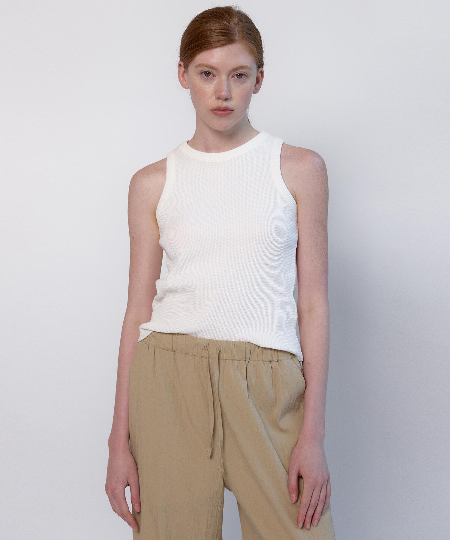 Nevel Everywear Waffle Sleeveless Top (4 Colors) Black/Free