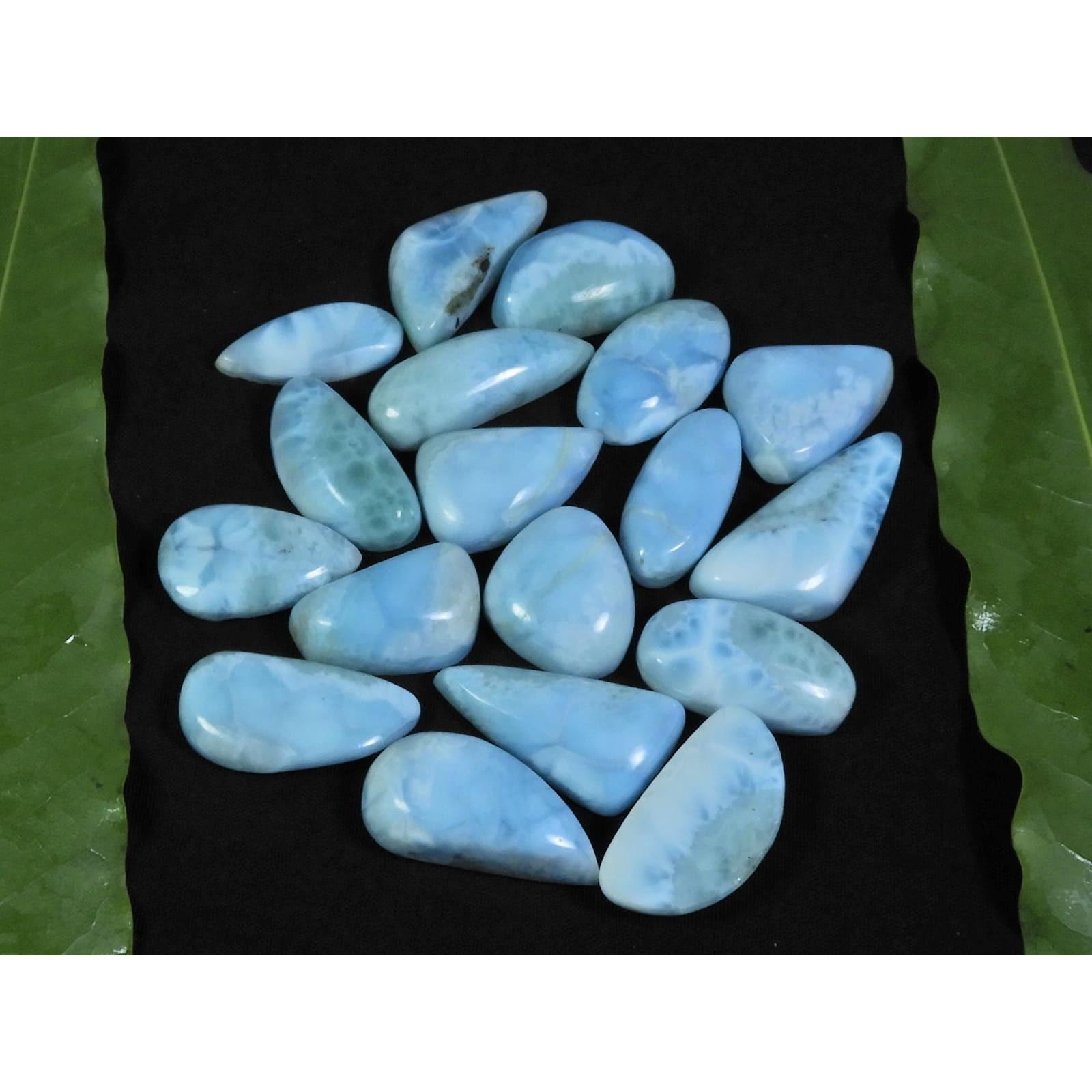 

8X19-12X26MM Natural Larimar Pectolite Mix Cabochon Loose Gemstone 18Pcs Lot C-65