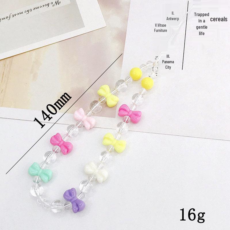 Pearl Bow Beaded Mobile Phone Lanyard Keychain Pendant Accessory