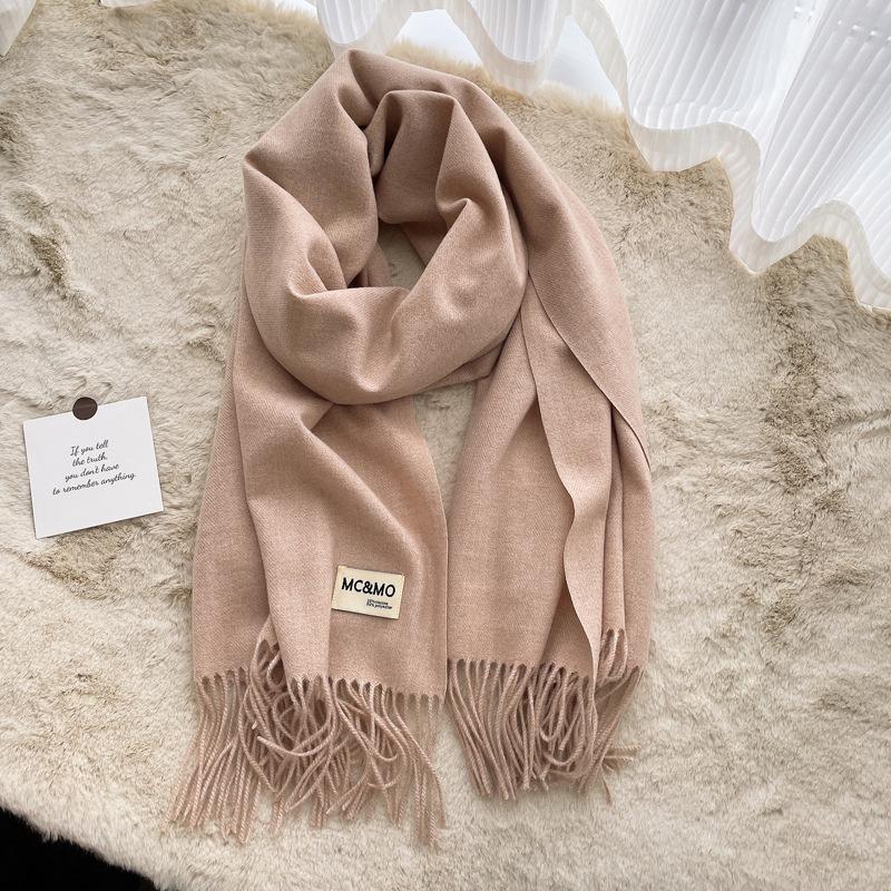 Winter Cashmere Solid Color Pashmina Tassel Scarf for Women Warm Scarves Wraps Girls Thicken Warm Shawl Wrap Echarpe Stole