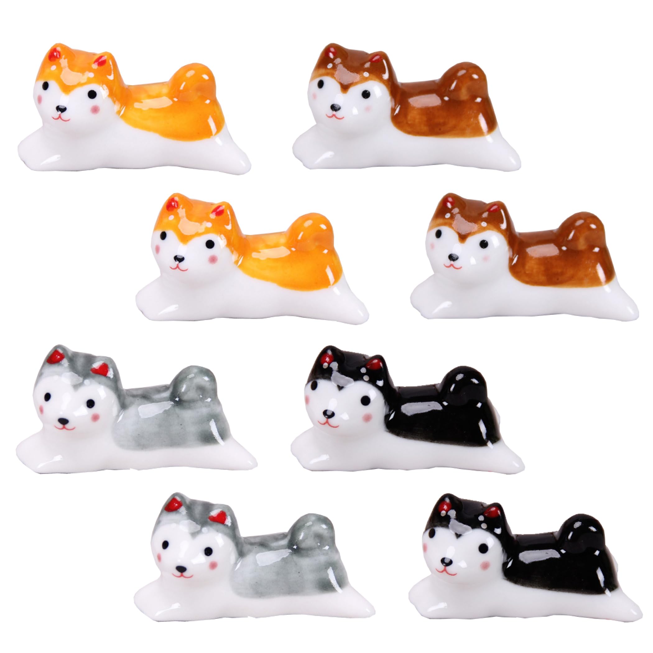 

HAMILO Shiba Inu Chopstick Ceramic Cutlery 4 Total 8 Pieces Rest, Rest, Colors,