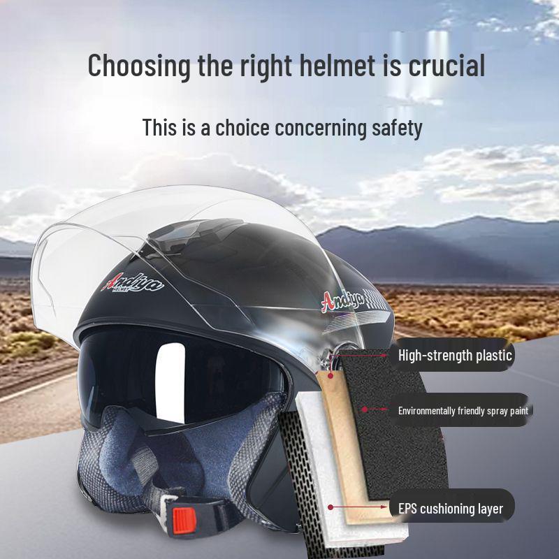 Universal All-Season Electric Helmet with Anti-Fog & Warmth, Dual Visors, for Men & Women