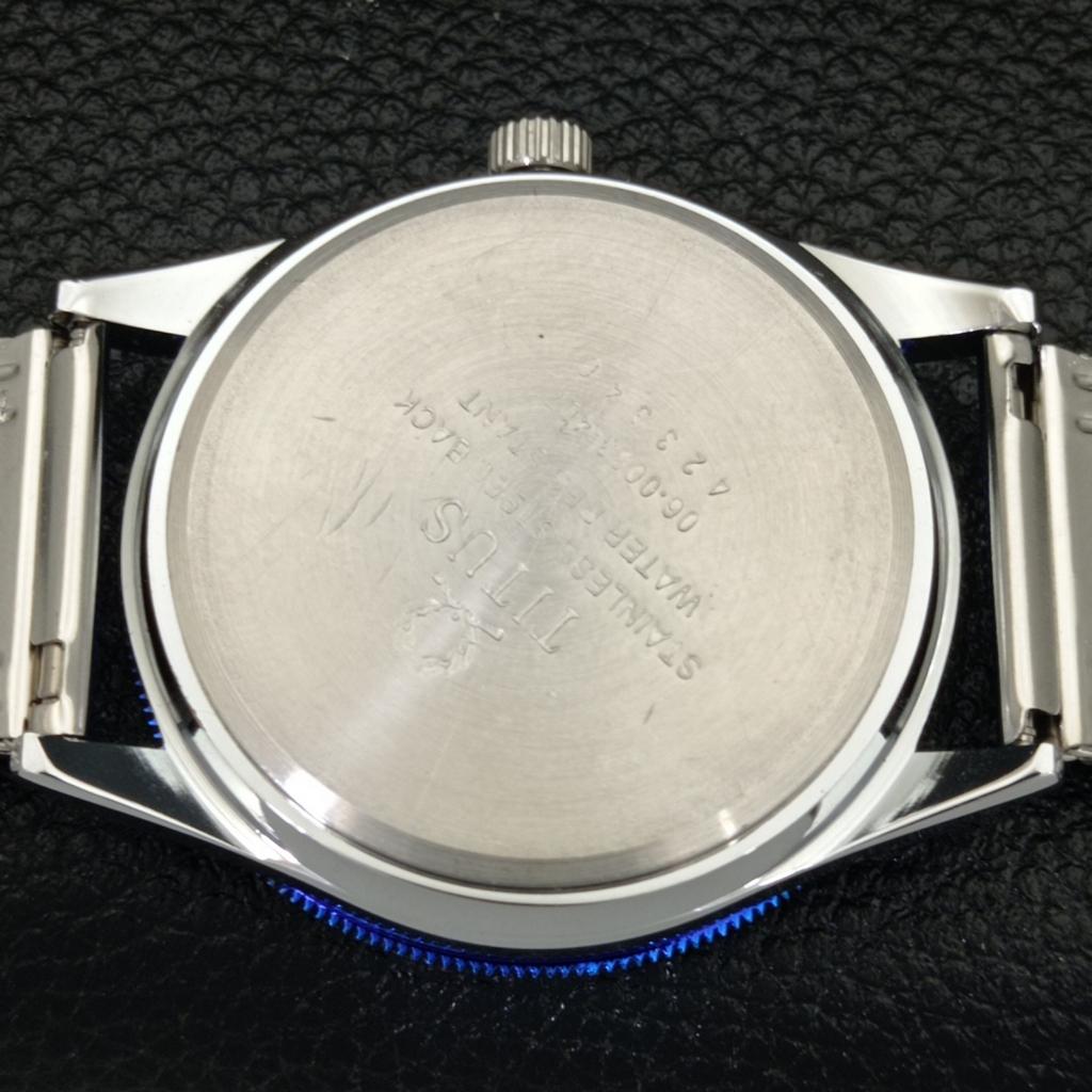 REFURBISHED TITUS SWISS MENS 40MM TURNABLE BEZEL BLUE DIAL WATCH a432731-2 R113-a432731
