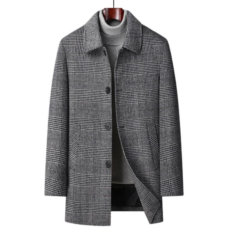 

Autumn and Winter New Men s Woolen Coat Medium and Long Lapel Removable Down Liner Woolen Coat Men s Coat 195