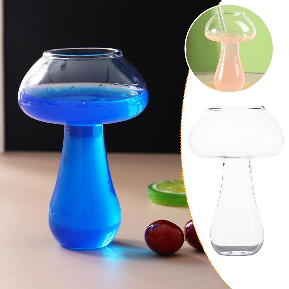 Mushroom Shaped Cocktail Glass Cup Transparent Glass Flower Vase Hydroponic Aromatherapy Bottle Desktop Decoration Ornament