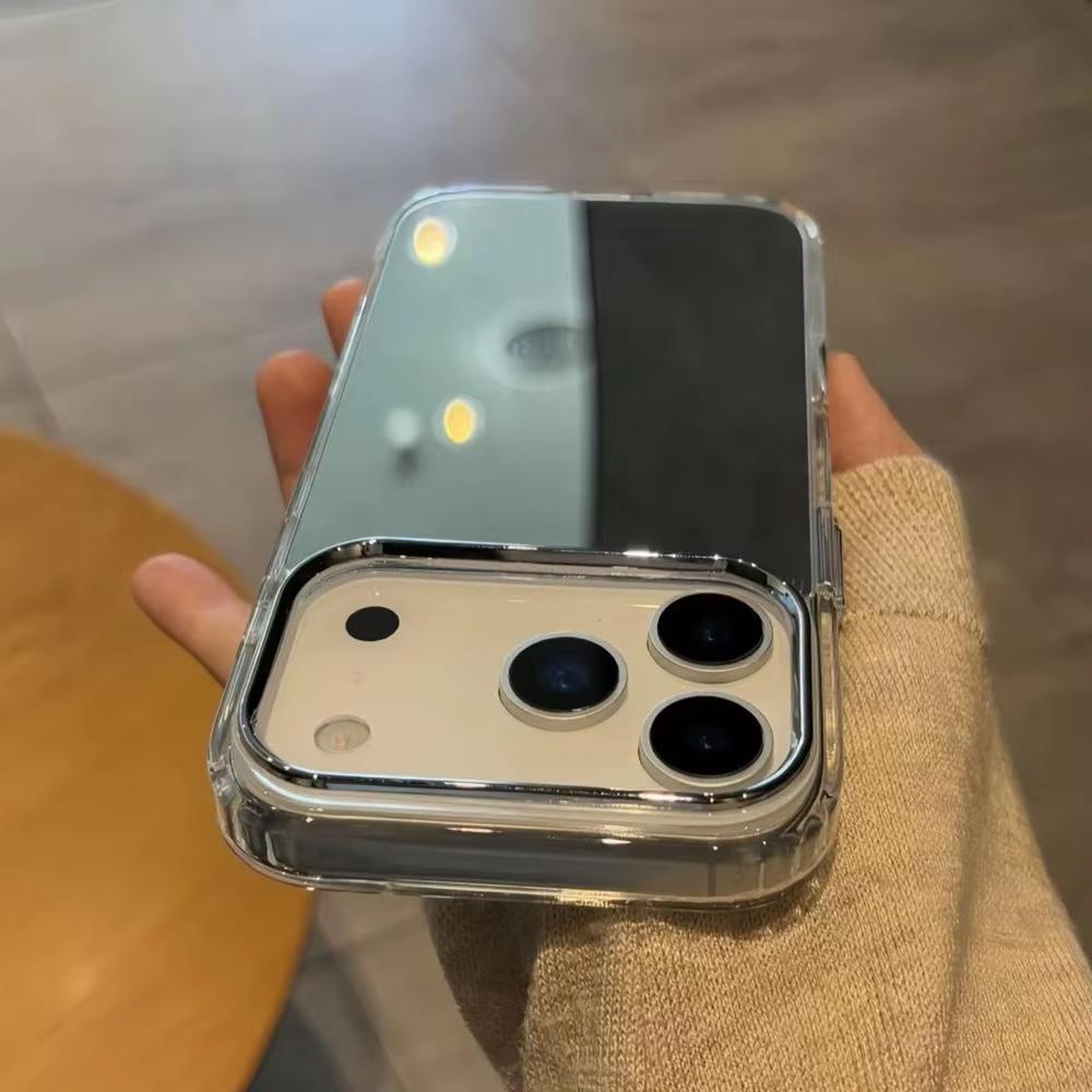 Metal Frame Makeup Mirror Phone Case For iPhone 17 17E 16E Pro Max 16 15 14 13 12 11 Pro Max 16 Plus Plating Shockproof Cover