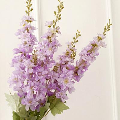 4 Pcs Artificial Delphinium Flower for Vase Filler 33.46 Inch Long Stem Fake Larkspur Flower Faux Silk Bouquet for Wedding