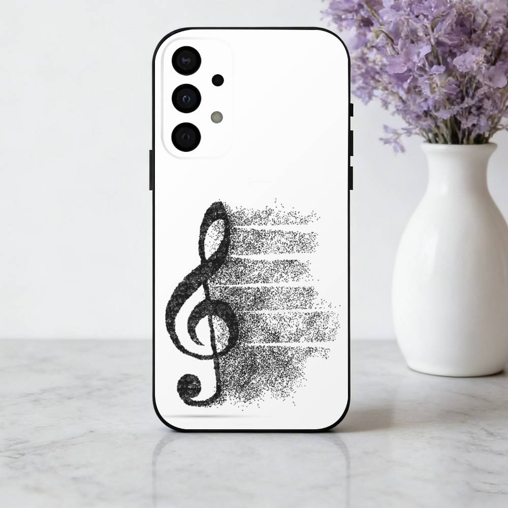 M-Music Art T-Treble Clef Phone Case For Samsung Galaxy A73,A72,A71,A70,A53,A52,A51,Soft Silicone Black Cover