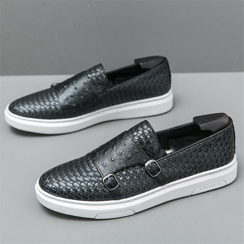 Fashion New Luxury Men's Patent Leather Monk Strap Black Leisure Shoes Loafers Male Comfortable Sneakers Tenis Masculino Zapatos Hombre
