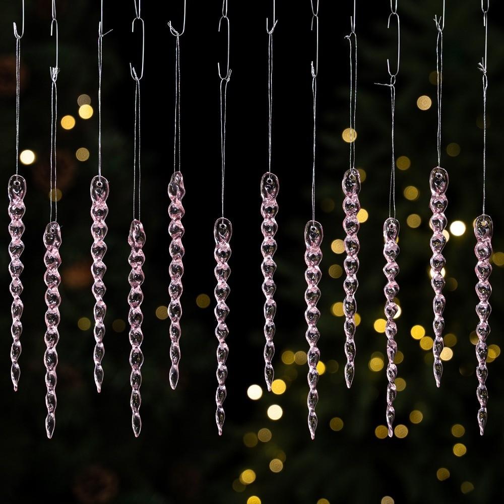 12Pcs High Transparency Christmas Hanging Ice Columns Icicle Decorations Pendant Home Decor