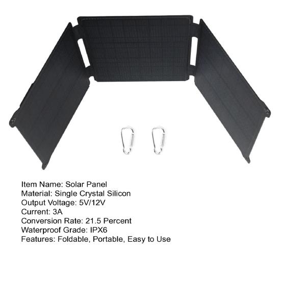 Solar Panel Portable Phone Charger 21W High-Efficiency Output Overvoltage Protection Foldable Single Crystal Silicon Solar Panel Charger