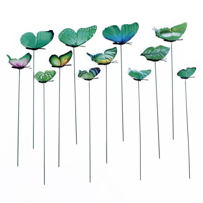 12X Lifelike 3D Butterfly Stakes for Flower Pot Indoor Outdoor Yard Garden Decor