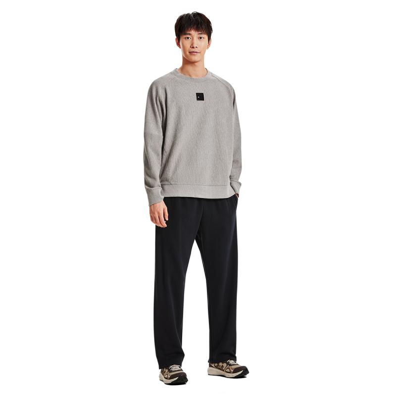 Under Armour Solid Color Loose Fit Drawstring Casual Pants Men Bottoms Black 1379770-001