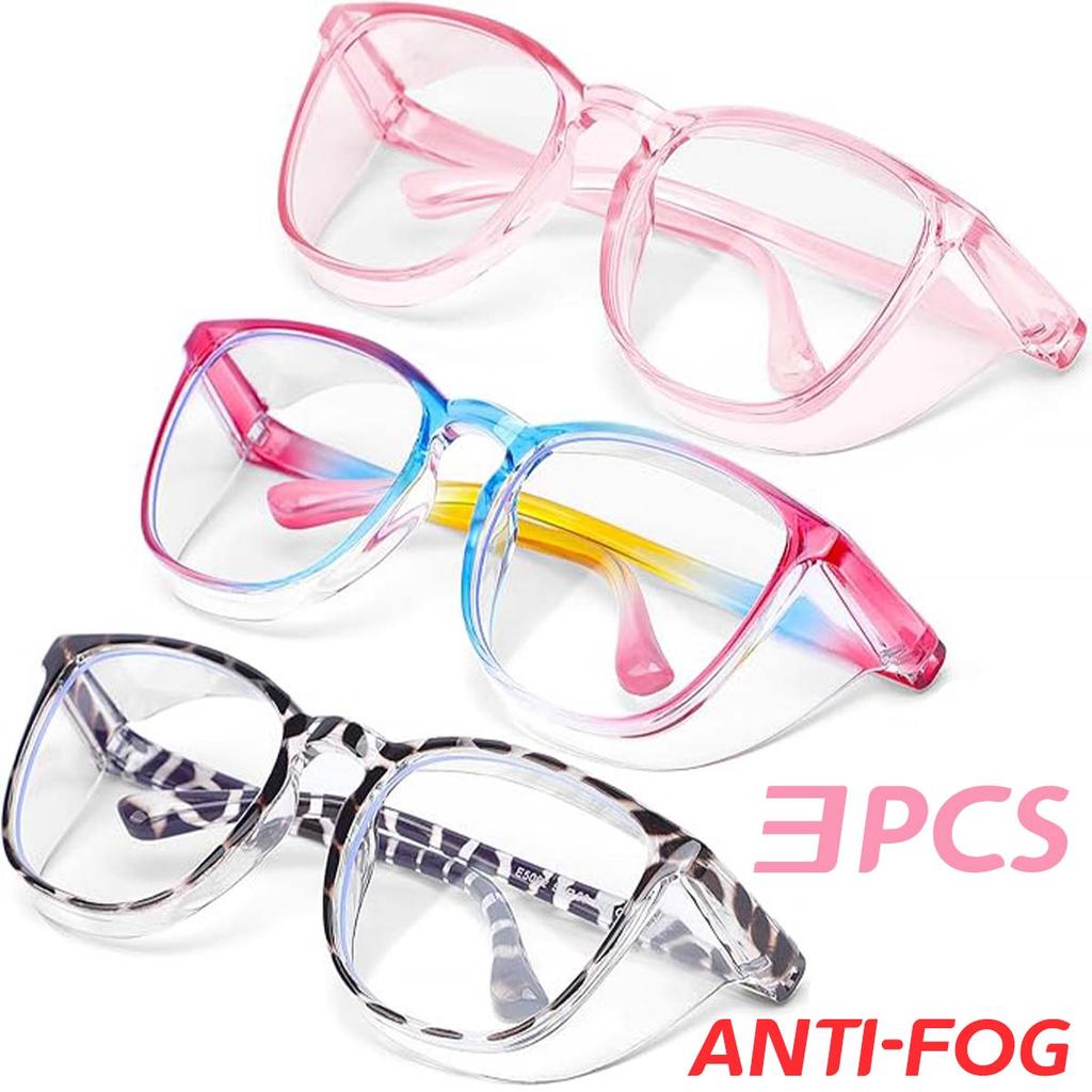 1/2/3/4pcs VOPHA Anti-fog safety glasses with clear lenses that block blue light unisex with side wing protection