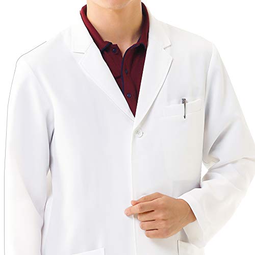 Nursery Men's Daily Doctor Coat, Lab Coat, Examination Coat, Long Sleeves, with Pockets, Size M, Sax (9627203A)