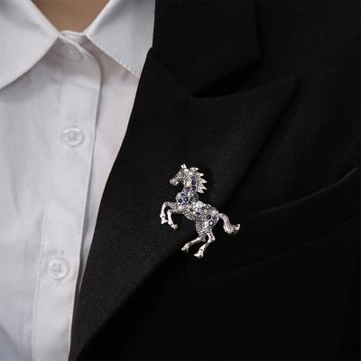 Casual Zodiac Animal Lapel Pins Classic Metal Badge Pin Rhinestone Horse Brooches  Friends