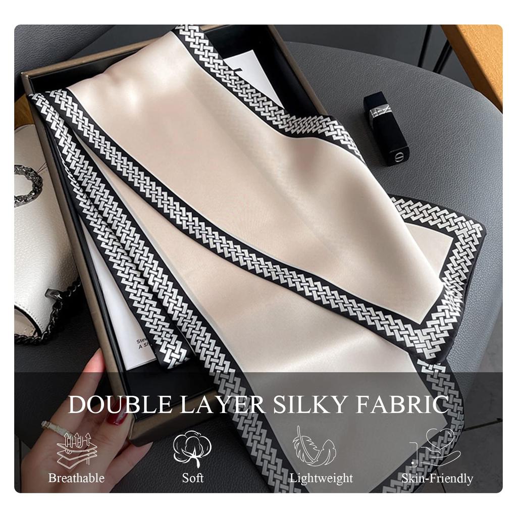 LumiSyne Úzký hedvábný šátek Šachovnicový abecední Vintážní taška do vlasů Stuha na krk Šátek Dámský šátek, Kostkovaný, Vzorovaný, Styl, Lehký, Úzký, Nákrčník,