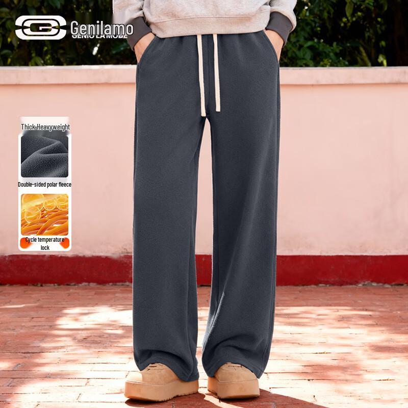 GENIOLAMODE Men s Fleece-Lined Straight-Leg Casual Pants M