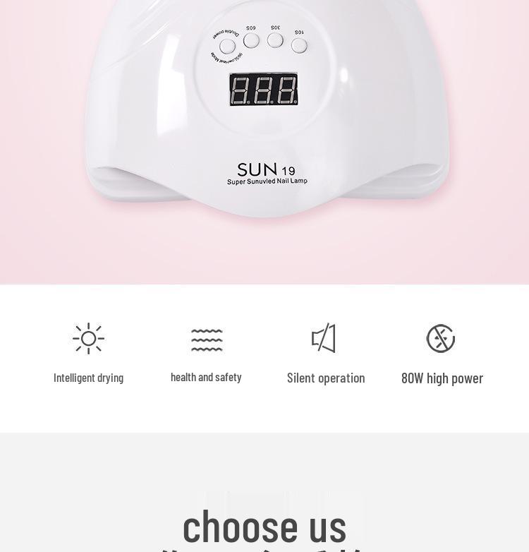 80W LED Nail Art Fast-Drying Lamp for Salon & Home - Quick Dry Gel Polish Therapy, No Hand Darkening
