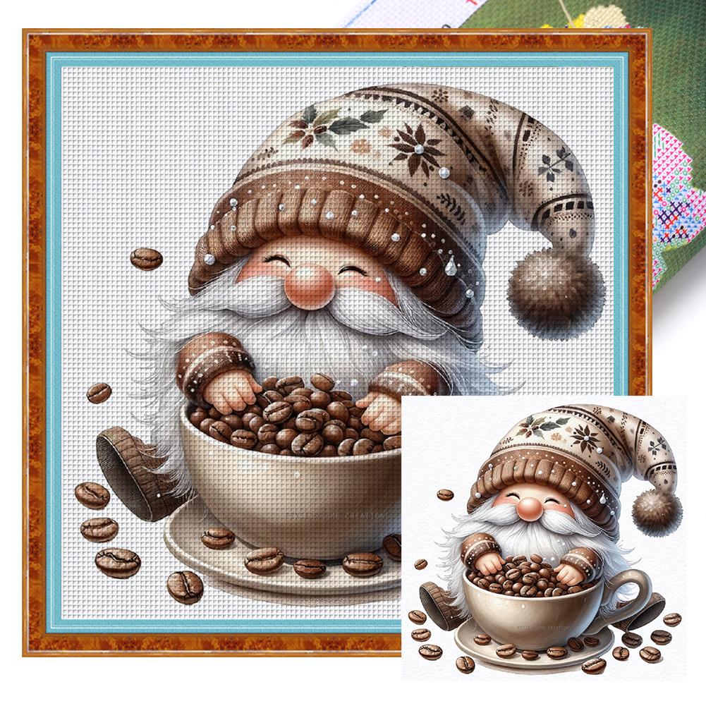 Full Embroidery Eco-cotton Thread 11CT Printed Coffee Gnome Cross Stitch Kit Art