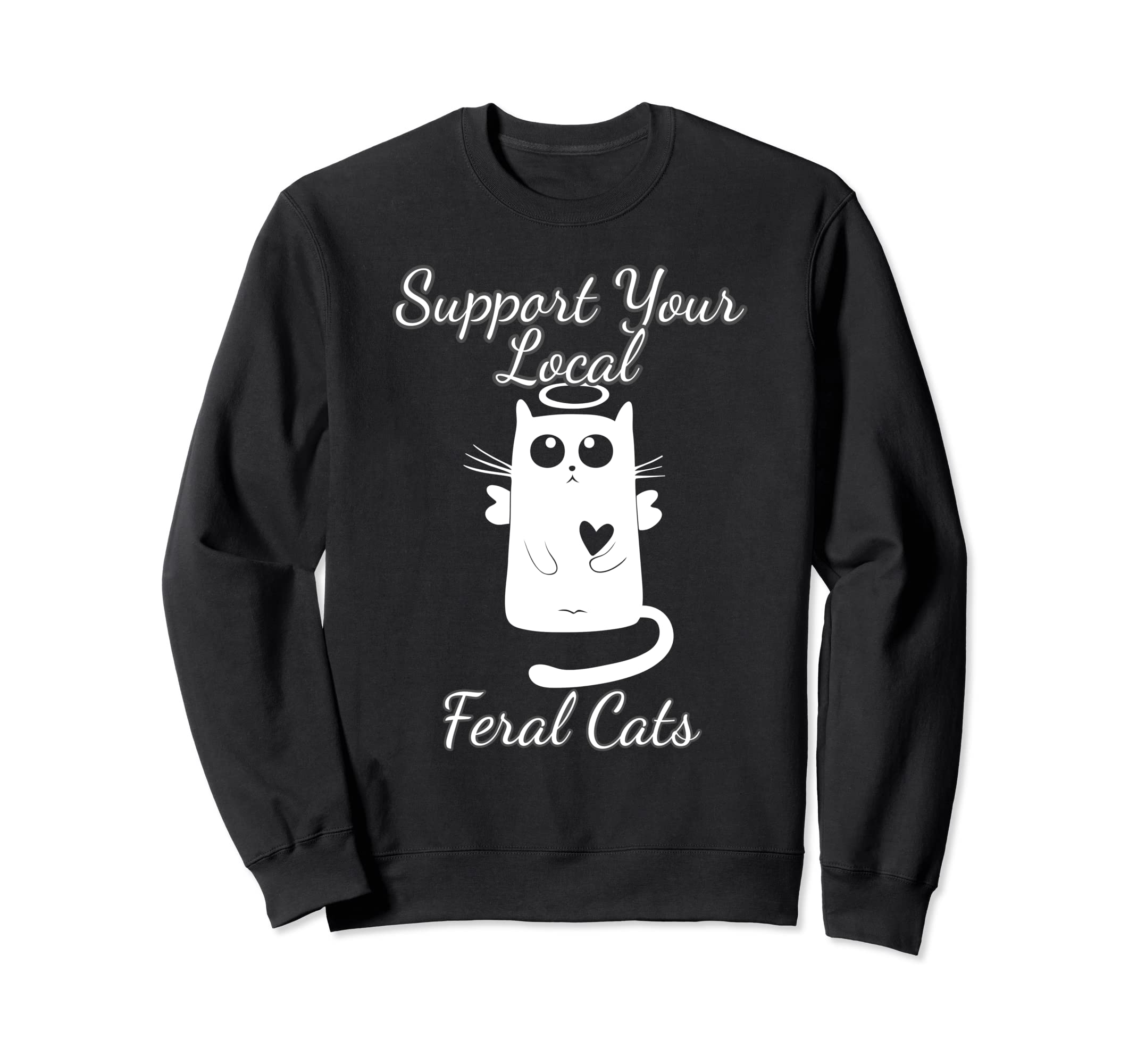 

Support Your Local Feral Cats Cat Angel Wings Halo Design Sweatshirt чёрный