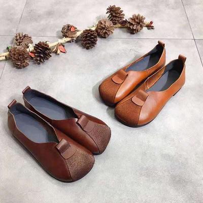 Mode Mode Damenschuhe Sommer Neu Runde Zehe Flacher Schuh Einfach Rutschfest Damen Lederschuhe Komfort Vielseitig Damen Freizeitschuh