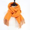 Hermes Embroidered Logo, Cashmere, Fringe Scarf Orange / beigeUsed