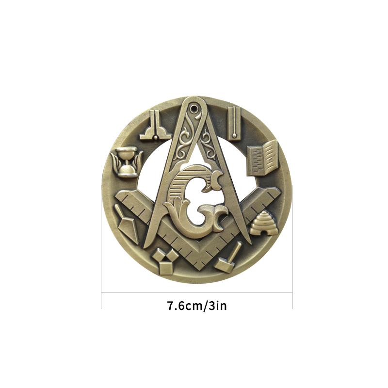Masonic Car Emblem Compass and Square G Badge 3D Hollow Out Mason Freemason Size 3 NO.44 Symbol Gift for Freemason Cloth One Size