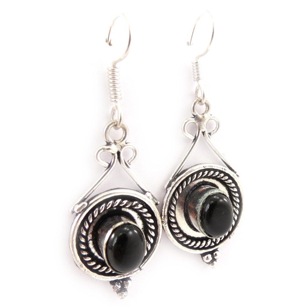 Les Trésors De Lily [J7173] - Black 'Kilimanjaro' Designer Earrings