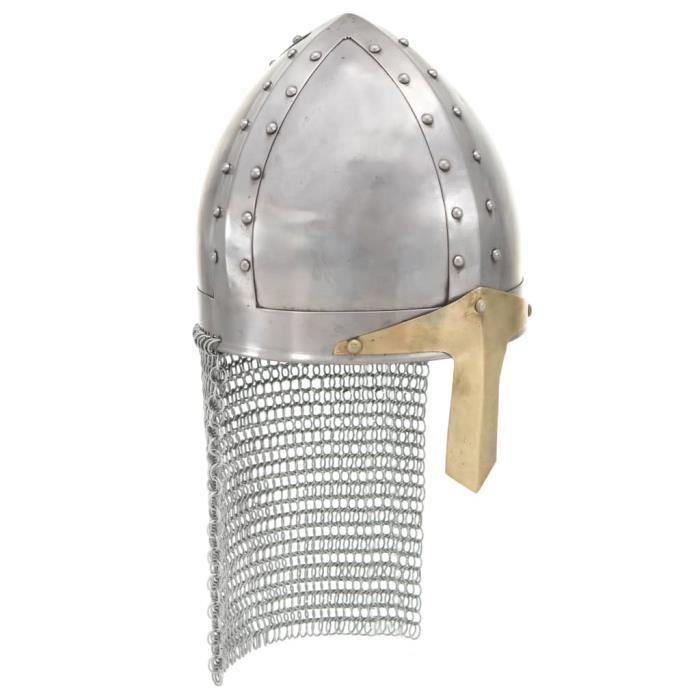 VidaXL Casque de chevalier croisé antique pour GN Argenté Acier