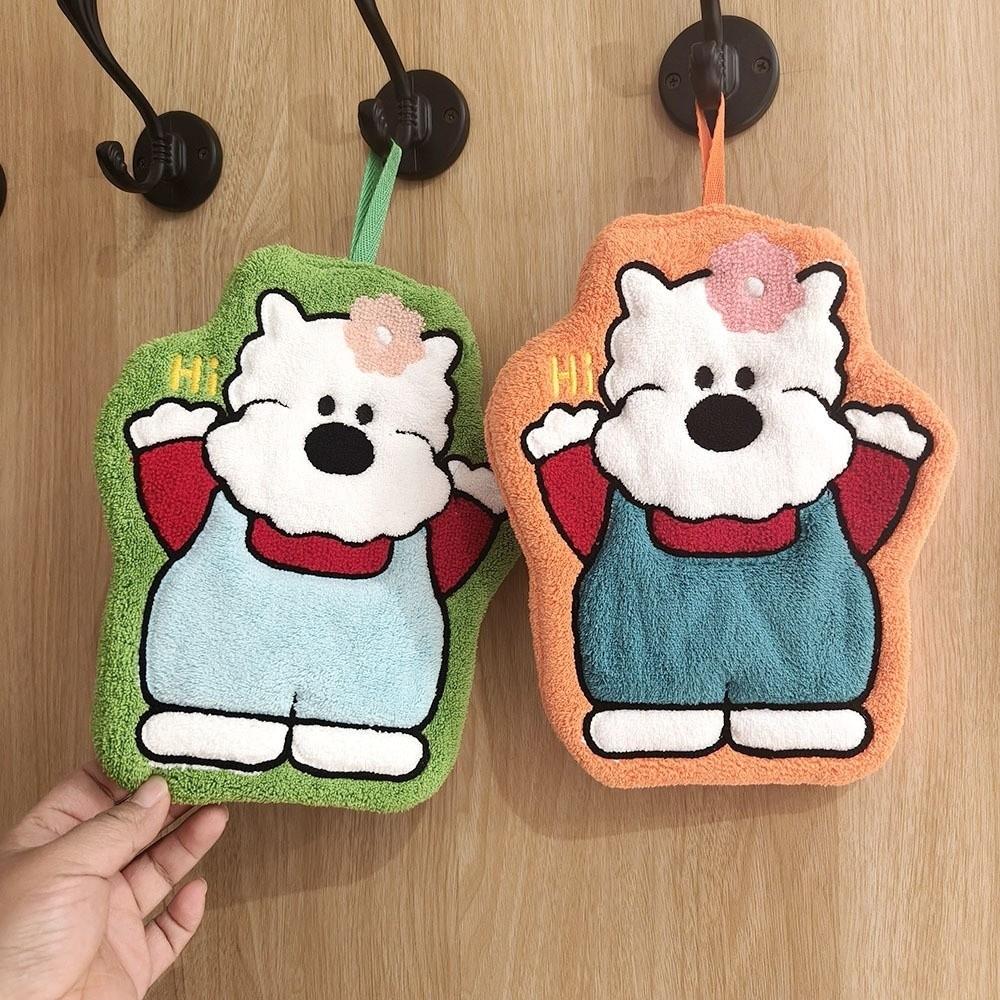 Cute Cartoon Bear Hand Towel Coral Fleece Quick-drying Wipe Cloth Absorbent Home Decor Kitchen Cleaning Rag