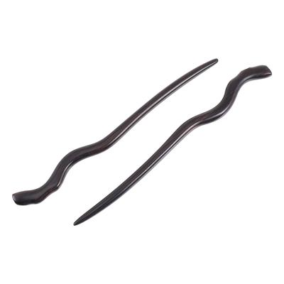KESYOO Ebony Hairpins (Set of 2) - Oriental Hairpins, Ancient Style Hair Forks, Suitable for Kimono, Yukata, Parties, and Weddings - Headpiece