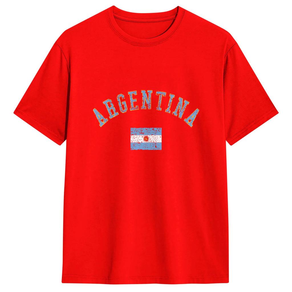 Argentina Flag Unisexs T Shirts Novelty Tees Short Sleeve Crew Neck Tshirts Cotton Gift Idea Clothing