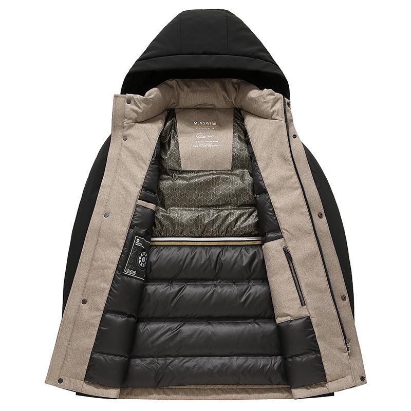 Men's Down Jacket Winter New Thickened Hooded Goose Down Down Jacket Men's Warm Business Casual Jacket Men