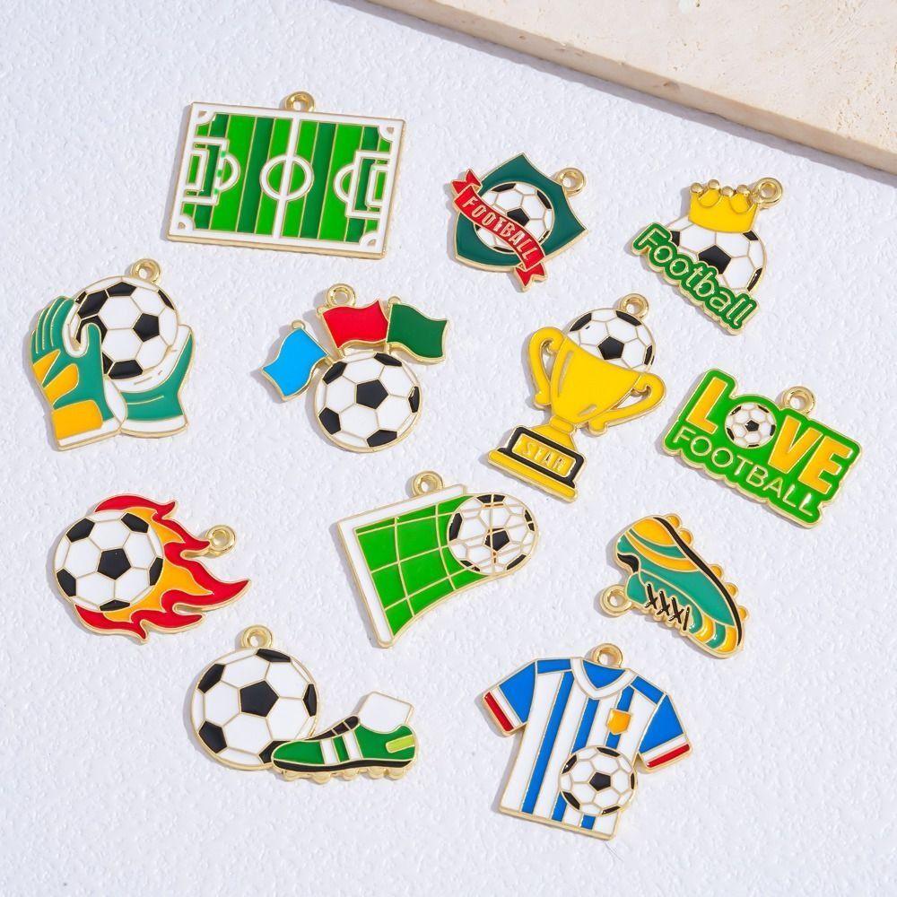 Enamel Design Football Series Pendant Green Color DIY Earrings Charms Necklace Making