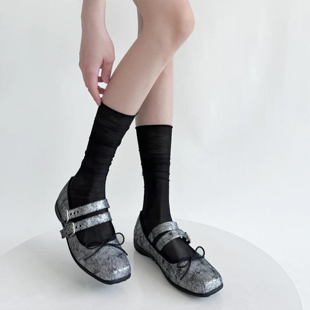Women Socks Summer Ultra-thin Transparent Nylon Long Socks Women Casual Thin Breathable Solid Color Black White Skin Gray Socks
