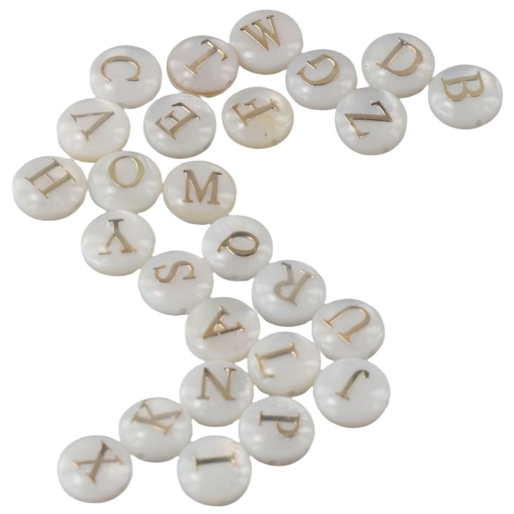 52 Pcs Round Alphabet Loose Beads White A-Z Letter Beads Charm for Bracelets