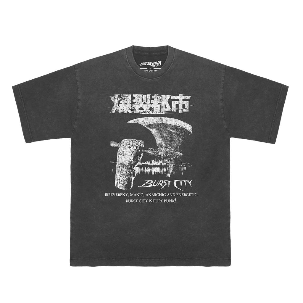 Burst City T Shirt Cyberpunk Cult S Movie Crazy Thunder Road Tetsuo Iron Summer Cool Graphic Top Printed Mens Cotton Shirt