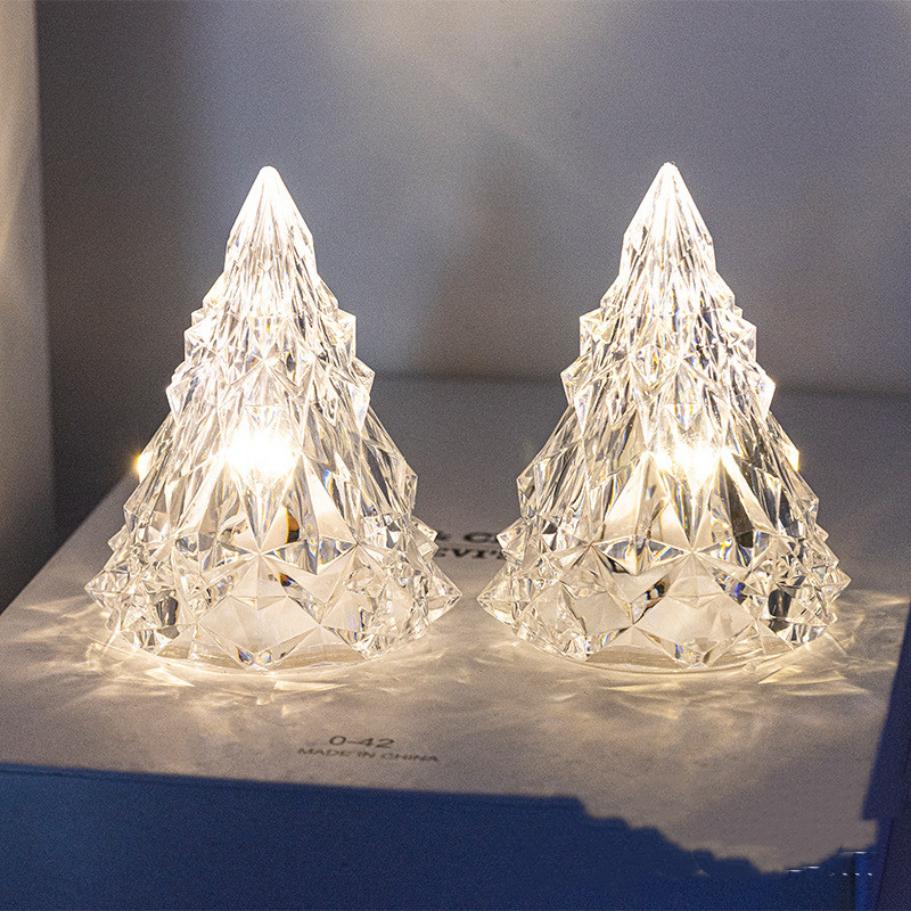 Crystal Mini Christmas Light LED Christmas Night Lamp Home Table Decor Christmas Tree Decoration Kids Friend Gift New Year