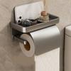 Punch-free Toilet Paper Holder Baffle Design 2-in-1 Paper Roll Rack Tissue Roll Hanger  Wipes